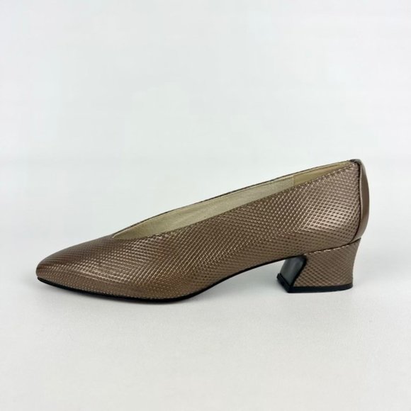 Stuart Weitzman Womens Kitten Heel Pumps Brown Bronze Snake Print size 4.5 - Picture 6 of 14